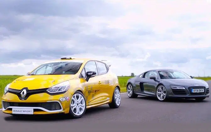 Clio-Rs-Cup-VS-Audi-R8-EVO-Video