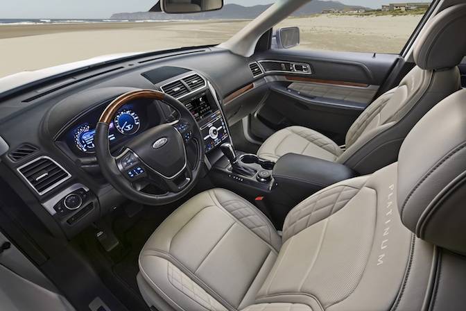New 2016 Ford Explorer Platinum series interior in Medium Soft Ceramic